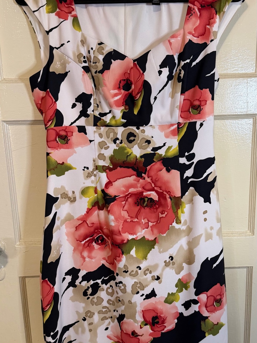 Connected Apparel Coral Pink Floral Midi Dress on White - 8 - Picture 2 of 9